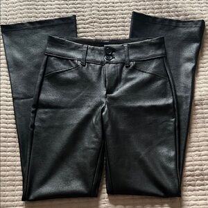 Black Faux Leather Wide Leg Jeans — Contemporary Flare